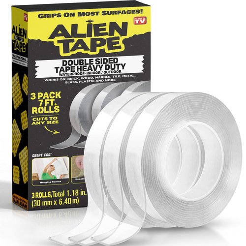 Bell+Howell Alientape Nano Double Sided Tape, 21-ft Multipurpose Removable Adhesive Transparent, Grip Mounting Washable Strong Sticky Heavy Duty for Carpet Photo Frame Poster Décor - As Seen On TV