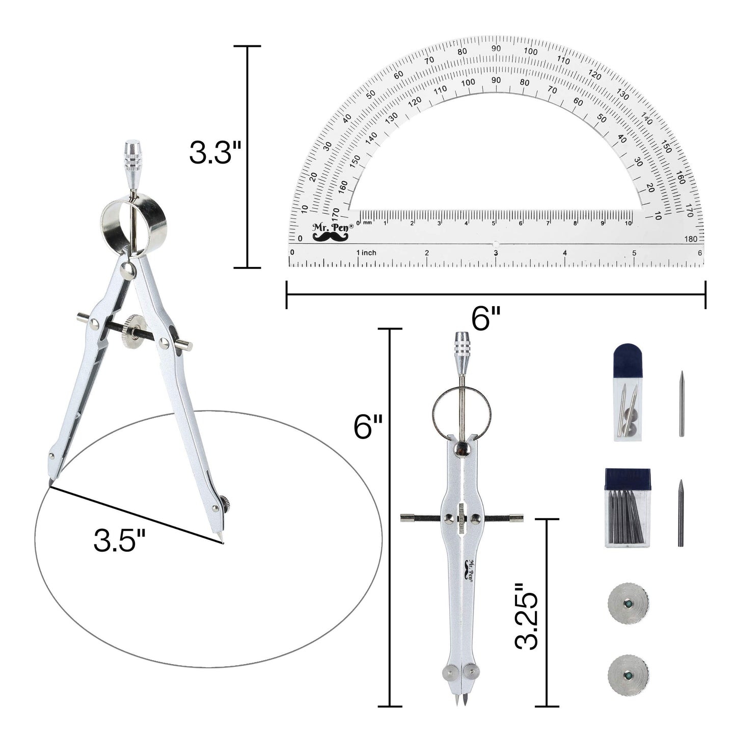 Mr. Pen- Protractor and Compass Set, Compass Protractor Set, Protractor
