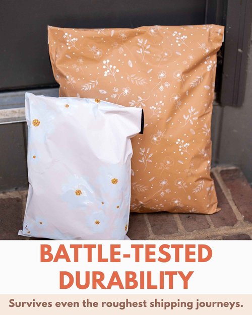 Poly Mailers 14.5 x 19 Inch- 100 pack Biodegradable Shipping Bags for Clothes and Large Items - Impack Self-Seal Waterproof Thick Mailing Envelope for Accessories & Clothing - Floral Chestnut