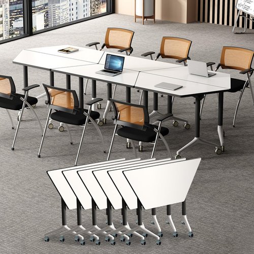 Conference Room Table,Folding Conference Table,Modern Mobile Training Table with Wheels,Rolling Conference Room Tables with Metal Frame,Meeting Seminar Tables,for Meeting Room,Office,Classroom (6pack)