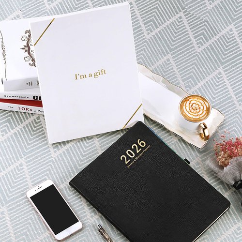 Artfan 2026 Planner - JAN 2026 - DEC 2026, 2026 Planner Weekly and Monthly, Calendar Planner, Leather Cover Planner with Pen Holder, Thick Paper, Notes Pages - Black (8.5" x 11", Back Pocket)