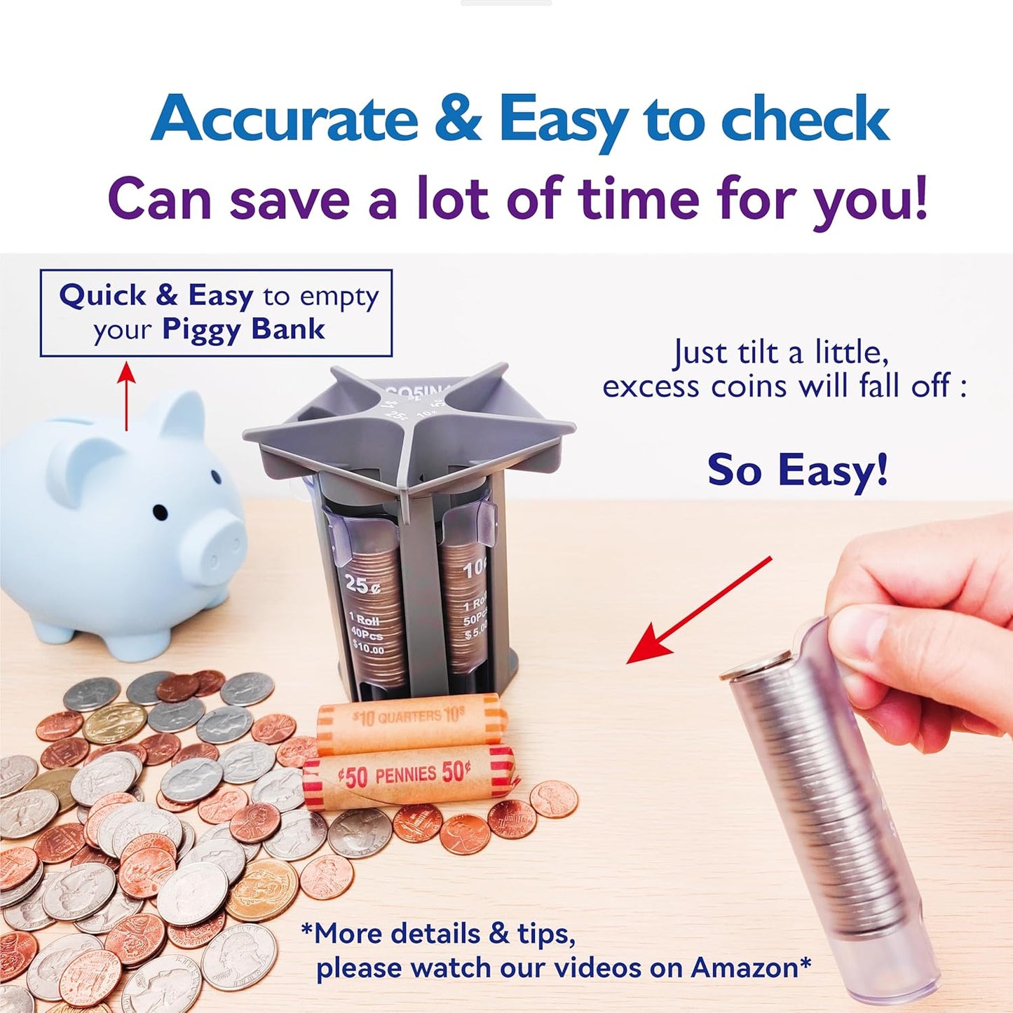Skiennix Coin Sorter Machine - Efficient Change Counter with Coin Wrappers & Organizer | Quick & Easy Use