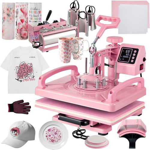 Hitgrand Heat Press Machine - 12x15 Inch T-Shirt Press with 8-in-1 Combo for Tumblers, Hats & Mugs