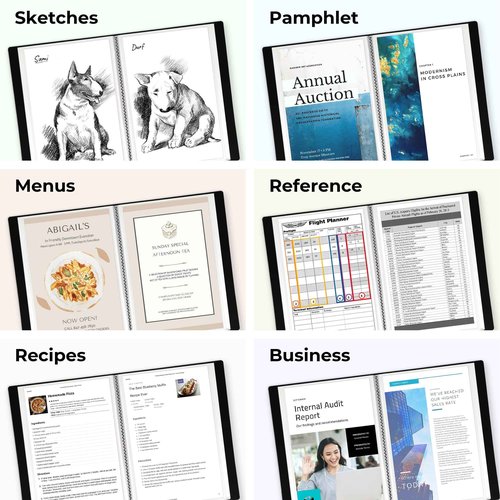 Dunwell Small Presentation Book 5.5x8.5 (12-Pack, Black), 24 Pockets Display 48 Half Size Pages, Plastic Binders with Sleeves, 5.5 x 8.5 Mini Booklets, Acid-Free Poly