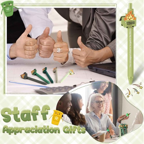 Sayglossy 100 Pcs Dumpster Fire Pen Gifts Funny Luminous Dumpster Fire Ballpoint Pen with Saying Emotional Staff Appreciation Support Gift for Employee Coworkers Boss Student Teacher