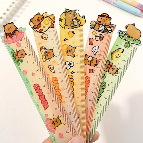 Capybara | 15cm Cute Cartoon Ruler Set - 5 Pcs Acrylic Straight Measuring Rulers for Kids & Journals
