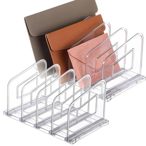 LALOBLUE File Organizer, Acrylic File Folder Organizer File Sorter, Plastic Vertical Book Dividers for Magazine Mail Letter Paper, Desktop Organizers for Office, Classroom & Home(4 Sections, 2 Pack)
