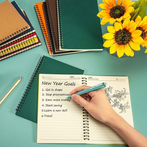 Yihurlm Spiral Notebook Bulk,54 Pcs A5 Notebook,8.3 x 5.5 Inch Spiral Notebooks,College Ruled Spiral Journal Notebook for Office Business School Gifts Supplies,100 Pages/50 Sheets, 9 Colors