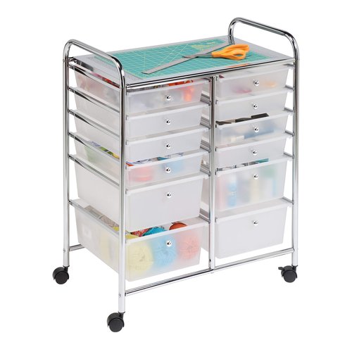 Honey-Can-Do Rolling Storage Cart and Organizer with 12 Plastic Drawers