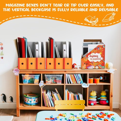 Tatuo 30 Pcs Magazine File Holder Cardboard Magazine Holder Storage Box Magazine Organizer Folder Magazine Storage Containers Document File Holder Organizer for Book Desk Classroom