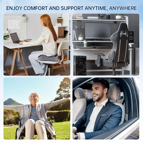 lefarfadet Seat Cushion, X-Large Memory Foam Office Chair Cushion, for Pressure Relief Sciatica & Pain Relief for Long Sitting Hours on Office/Home Chair, Car, Wheelchair