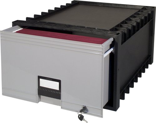 Storex 24-Inch Archive Locking Storage Box for Legal Size Files, Black/Grey (61155U01C)