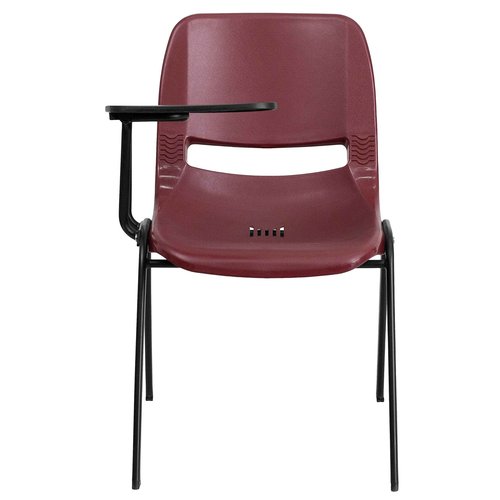 Flash Furniture HERCULES Burgundy Ergonomic Shell Chair with Right Handed Flip-Up Tablet Arm
