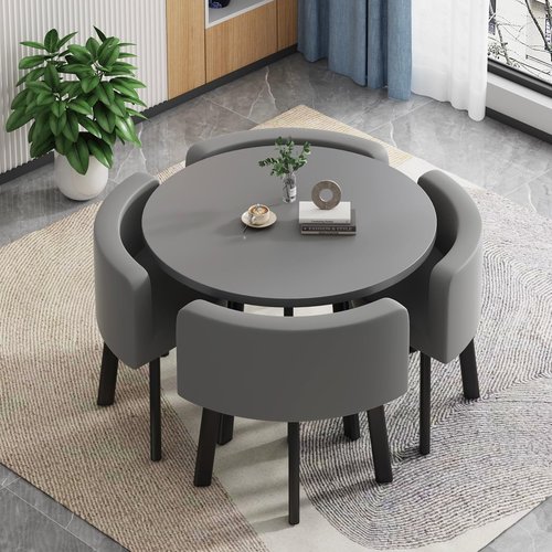 DESALAI Square Dining Table Set with 4 Chairs,Office Negotiation Table and Chair Combination,Lounge Area Table and Chair Combination Set,Space-Saving,for Office Lounge Dining Kitchen.