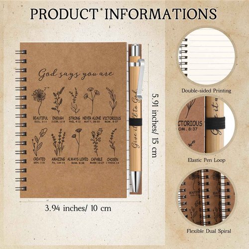 Resurhang 40 Pcs Christian Gifts for Women Bulk Prayer Journal with Religious Pens Christian Notebooks Bulk God Says You are Bible Verse Spiral Notebooks Religious Gifts for Church Bible Study
