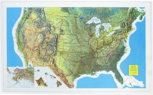 Rand McNally 3D USA Raised Relief Map - Topographic Wall Art | 34.5" x 22" | Durable Vinyl Design