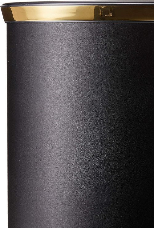 Kraftware Sophisticates Oval Wastebasket with Plastic Liner, Adding Classic Style to The Bathroom and All Other Rooms in The Home or Office, 13 Quart Capacity, Black with Gold Trim
