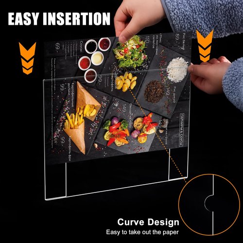 xydstay 6pack Acrylic Wall Sign Holder with Tape,8.5 X 11 Wall Mount Clear Plastic Sign Holder, Memo Document Menu Holder for Restaurant, Office, School, Store and Home Use,No Drilling
