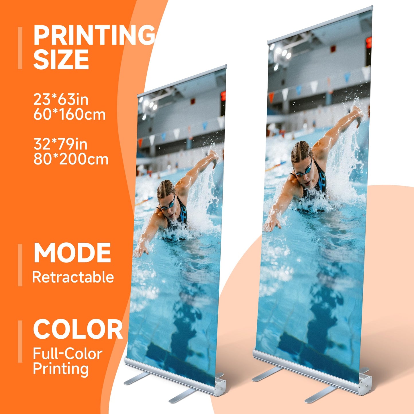 METAPRINT Custom Retractable Banner Stand 33"x81" – Personalized Roll Up Display with Carry Bag, Adjustable Height, Portable Stand for Trade Shows, Events, Business