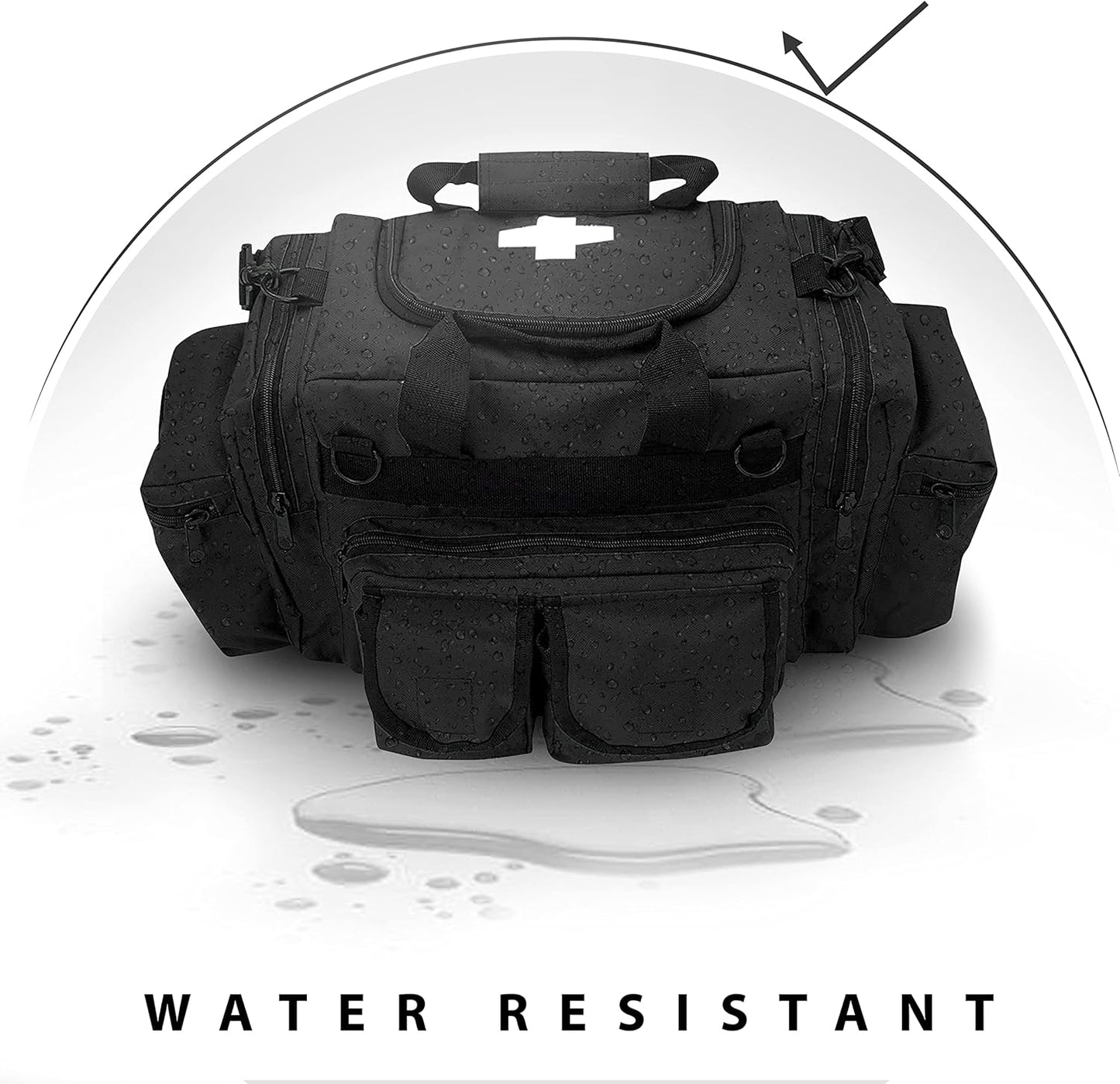 ASA TECHMED Deluxe EMS Emergency Medical Trauma Bag - Black First Aid Responder Kit