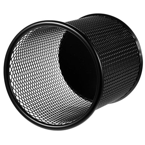 Lemecima 12 Pack Metal Pen Holder Mesh Pencil Holder Desk Organizer Mesh Round Pen Cup Pencil Cup for Desk Office Pen Organizer, Black