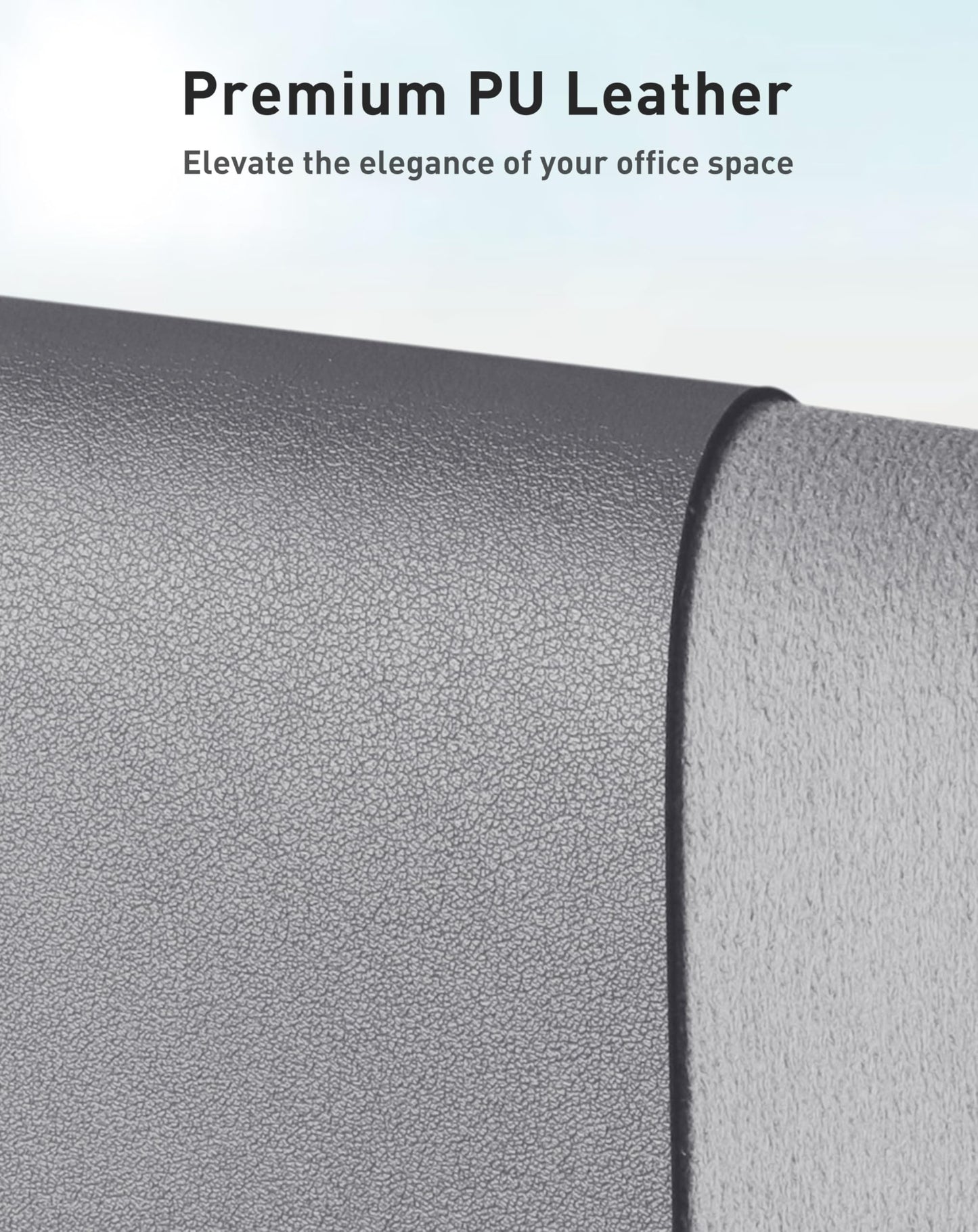 Aothia Faux Leather Desk Mat - Large Mouse Pad, Non-Slip PU Leather Blotter, Waterproof Writing Surface for Office and Home (Light Grey, 40" x 24")