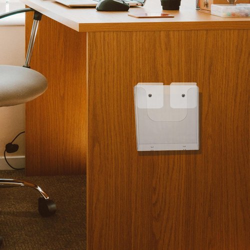 FOMIYES Hanging Wall File Organizer Clear Single Pocket Wall Mount File Holder A5 Magazines Organizer Document Rack Wall Bin for Office Home Acrylic Sign Holder Storage file rack