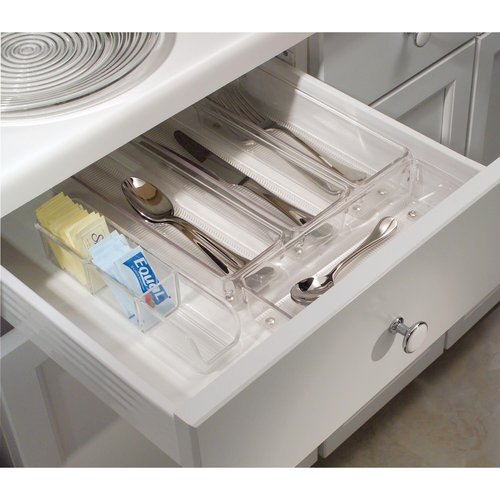 iDesign Plastic Drawer Organizer Bins - Storage for Kitchen, Bathroom, and Desk Drawers - Set of 3 - Clear