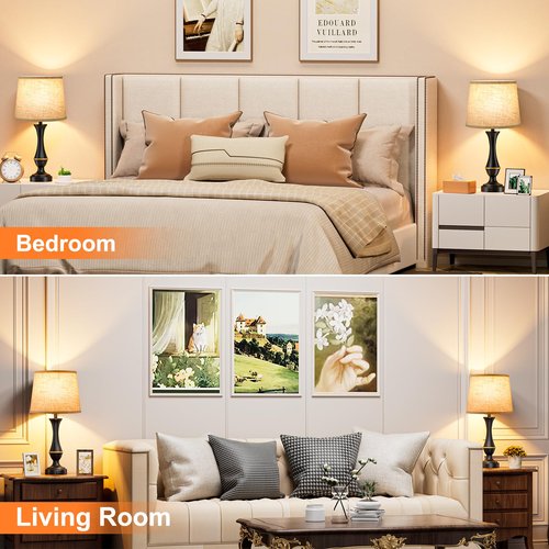 Upgraded Touch Lamps for Night Stands Set of 2 - Bedside Lamps with USB C+A, 3 Way Dimmable for Bedroom Living Room End Tables Office