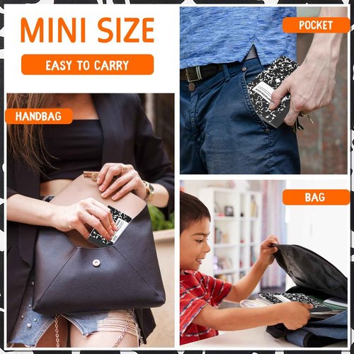 Fainne 100 Pack Mini Composition Notebook Bulk 4.5" x 3.3" Pocket Composition Books Small Narrow Ruled Compositions Note Pad Marble Journal Books for Students School College Office 60 Pages(Black)