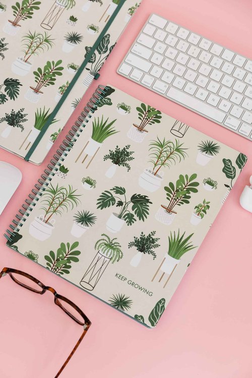 STEEL MILL AND CO. Sage Plants 11" x 9.5" Large Spiral Notebook with 160 pages Bundle with Sage Plants Clipboard Folio with Refillable Lined Notepad and Interior Storage Pockets