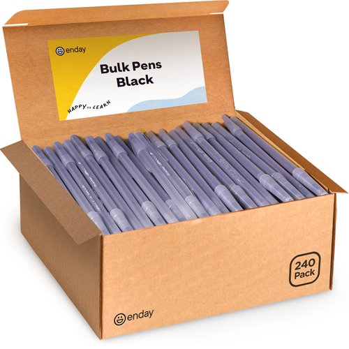 Enday Bulk Ballpoint Pens Black (240 Pack) Ink pens bulk, Medium Point 1.0mm, office, Smooth Writing black ink pens for School, Home, and Office.