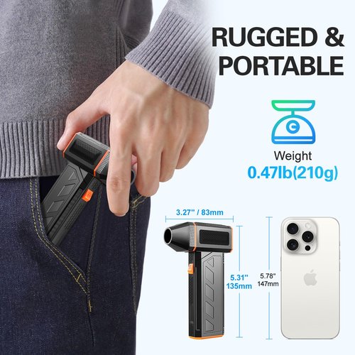 Electric Air Duster Rechargeable 130000RPM Super Power Air Blower Cordless 3 Gear Adjustable Hand Held Blower Turbo Compressed Air Duster Portable Mini Dust Blower for Computer Keyboard House Outdoor