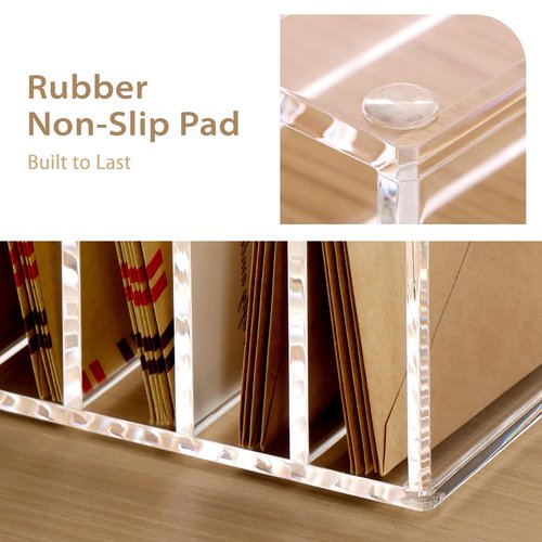 SANRUI Mail Organizer, Clear Acrylic Desk Organizer,Letter Holder for Desk,9-Compartment Small File Holders Paper Organizer Mail Sorter for Office,Home, School