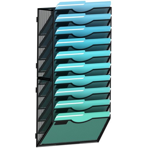 Gawerk Hanging File Organizer (Black, 10 Tier)