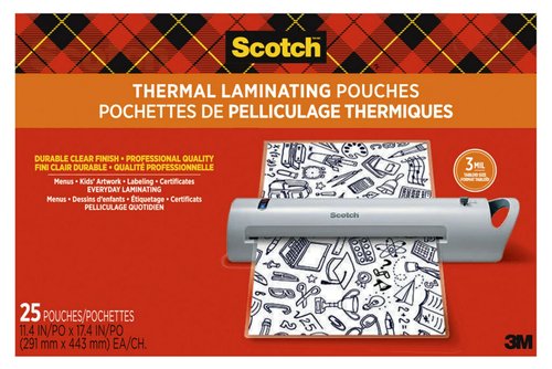 Scotch Thermal Laminating Pouches, Legal Size 11 x 17 Inches, 25 Pack Laminating Sheets, 3 Mil, Education Supplies & Craft Supplies, For Use With Thermal Laminators