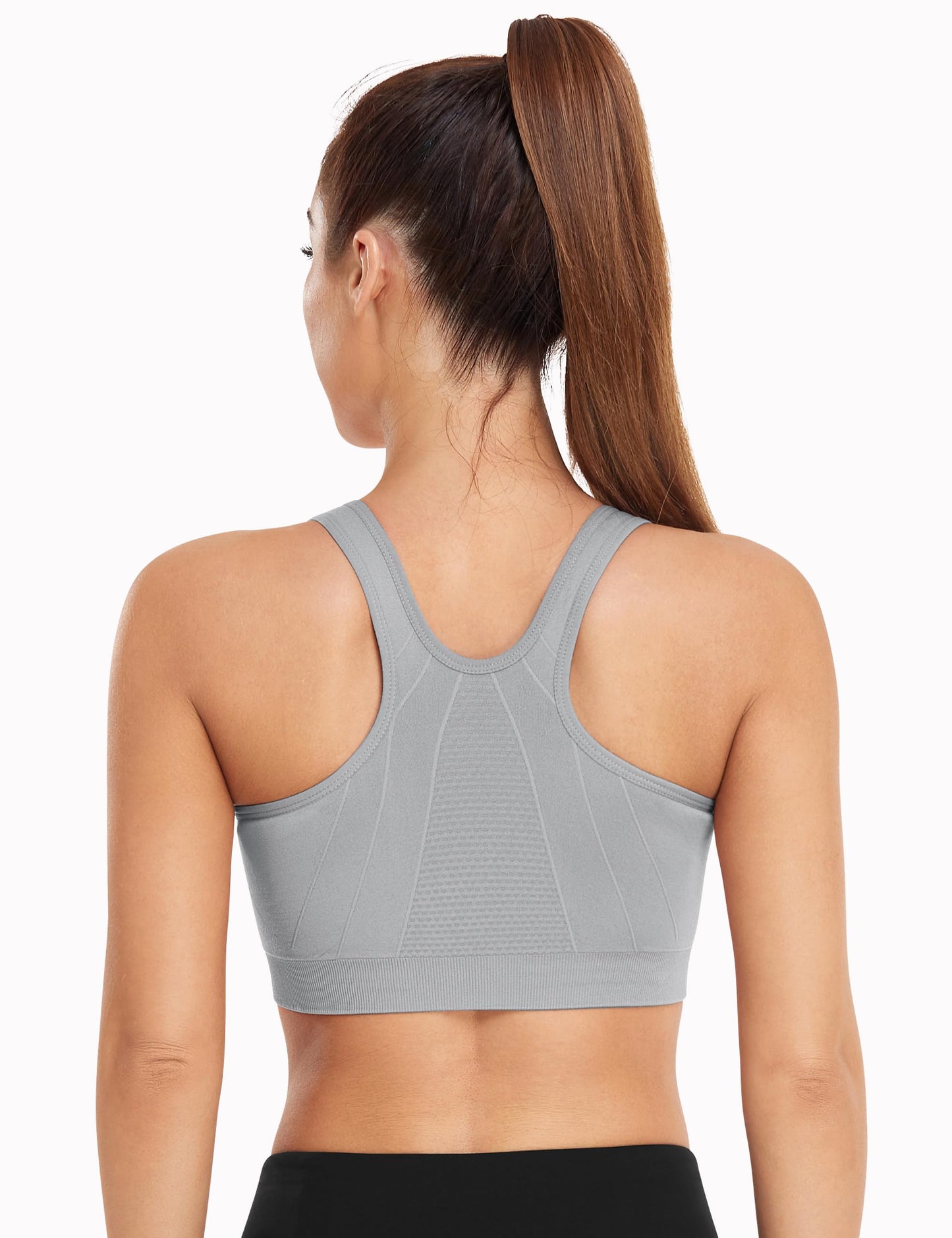 Women's Zip Front Sports Bra Wireless Post-Surgery Bra Active Yoga Sports Bras