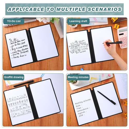 Seajan 12 Pack Whiteboard Notebook Operation Christmas Supplies Portable Dry Erase Notebook 6.5 x 9.5'' Erasable Board with Pen for Business Office Workers Meeting Record Employee Training