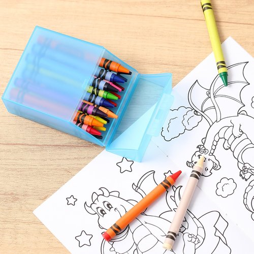 Clabby 12 Pcs Plastic Crayon Box Colorful Bulk Holds 24 Crayons Box with Hinged Lid and Snap Closure for Pens Crayons School Office Supplies Organization