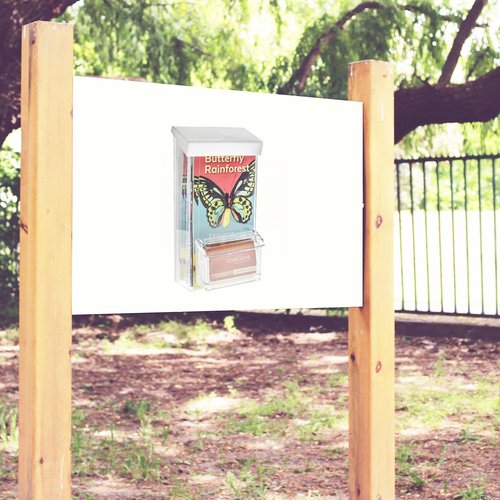 SOURCE ONE SOURCEONE.ORG Outdoor Trifold Brochure Holder with Business Card Holder, White Lid