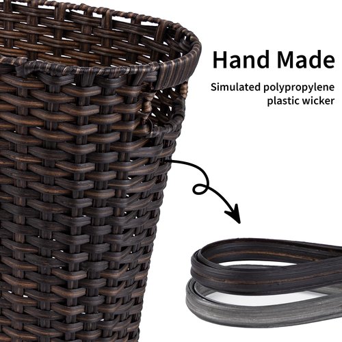 GRANNY SAYS Bundle of 1-Pack Small Trash Can Dark Brown & 1-Pack Wicker Bathroom Wastebaskets Gray