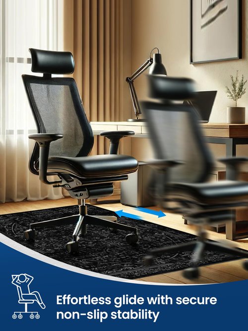 Office Chair Mat for Hardwood Floor, 36"x48" Under Desk Carpet Protector for Rolling Computer Chair Mat, Machine Washable Area Rug, Anti-Slip Floor Mat Jet Black