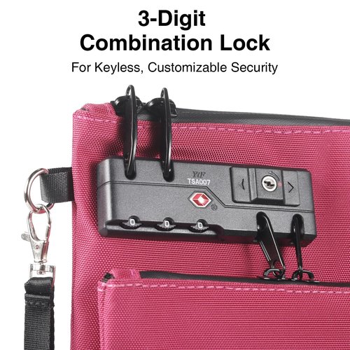 KOSMCCO Lockable Money Bag - 11x8.6 Inch Durable Nylon Bank Pouch Travel Organizer for Passport, Cash, Medicine, Notary Supplies & Valuables (Rose Red)