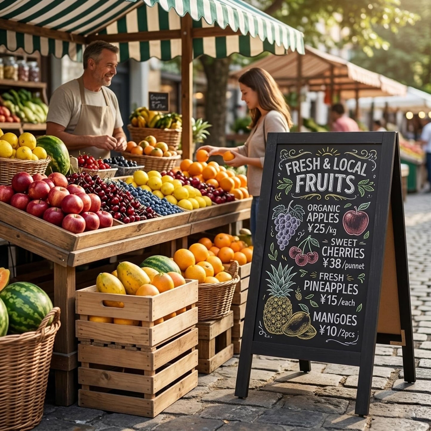 4 THOUGHT A-Frame Double-Sided Magnetic Chalkboard 40"x20", Solid Pine Wood Freestanding Sandwich Board for Restaurants, Cafes, Weddings (Black)