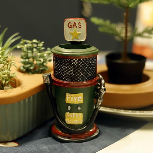PARSAHO Oiler Pencil Holder Gas Pump Pencil Pen Holder Vintage Style Resin Desk Organizer for Home Office Bedroom