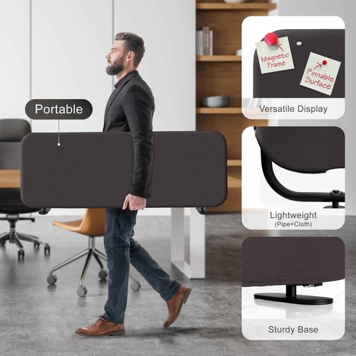DECOLAB Desk Divider, Portable Desktop Privacy Panels Partition for Study, Home Office, Workplace, Students, Free Standing, Anti-Scratch, 48"x18", Iron