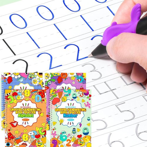 Magic Practice Copybook - Reusable Writing Practice Book for Kids Age 3-8 | 4 Books with Pens
