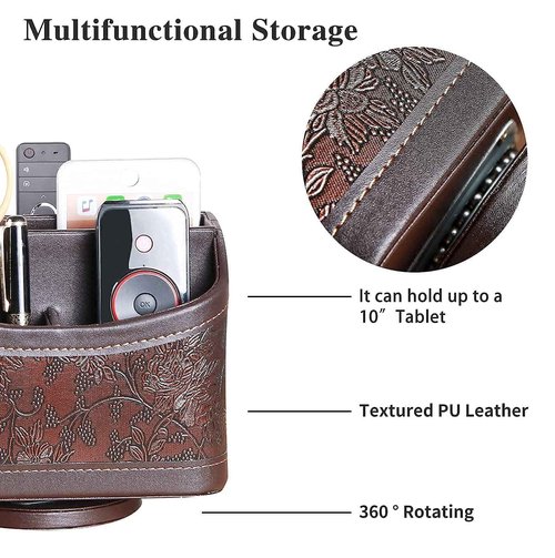 YAPISHI 1x Swivel Desk Organizer Caddy + 1x Remote Control Holder, Leatherette