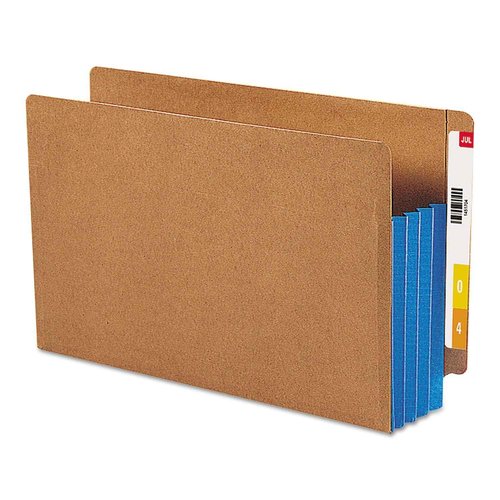 Smead End Tab File Pocket, Reinforced Straight-Cut Tab, 3-1/2" Expansion, Extra Wide Legal Size, Redrope with Blue Gusset, 10 per Box (74679)