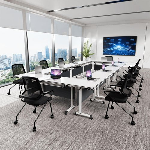 HDXZTQ 10PCS Conference Table, Folding Conference Room Tables with Flip-Top Design, Space Saving Mobile Seminars Dynamic Meetings Training Tables for Offices,Classrooms (10pack 47.2in)
